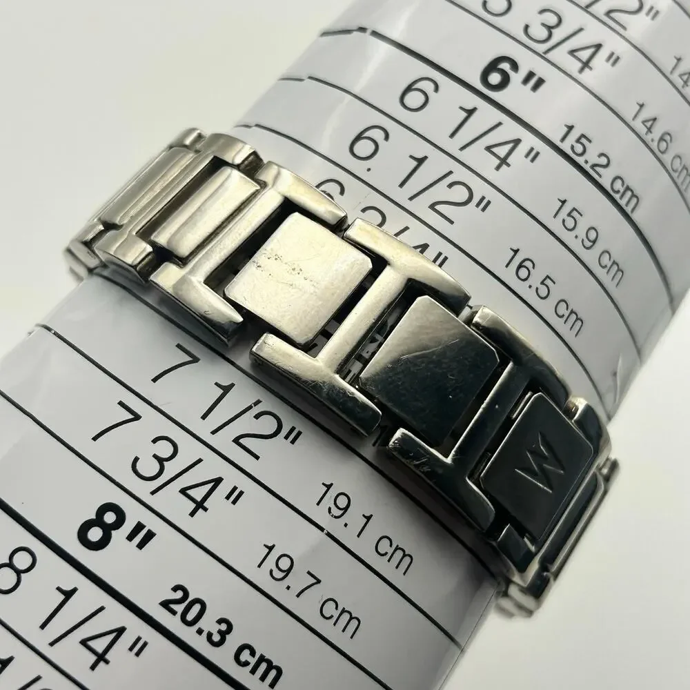 M MEI64 Silver Tone Crystals St. Steel Women’s Watch Working New Battery